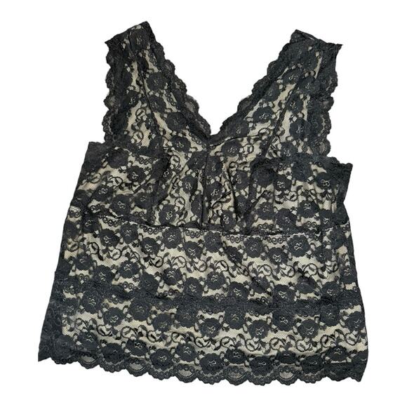 Vintage America Tops - Y2K Black Lace Illusion Babydoll Whimsigoth Top Womens Size 18/20W Dark Romantic
